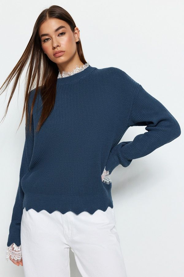 Trendyol Trendyol Oil Lace-Tulle Knitwear Sweater