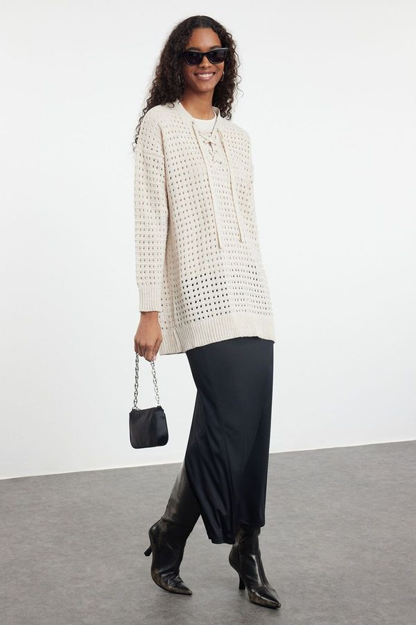 Trendyol Trendyol Openwork/Perforated Knitwear Sweater with Stone Eyelet Accessories