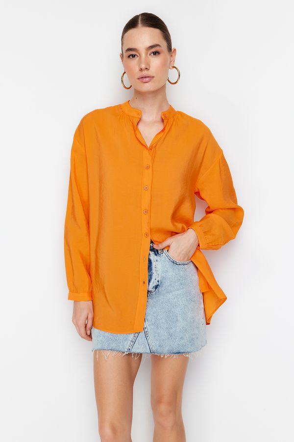 Trendyol Trendyol Orange Judge Collar Woven Shirt
