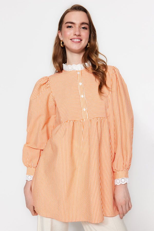 Trendyol Trendyol Orange Lace Woven Seeerproof Plaid Tunic