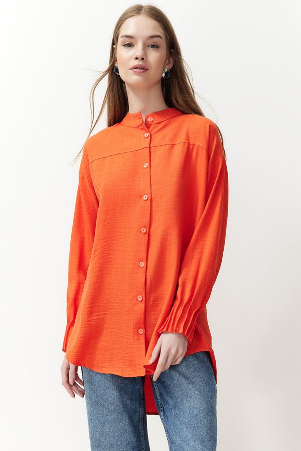 Trendyol Trendyol Orange Linen Aerobin Woven Shirt