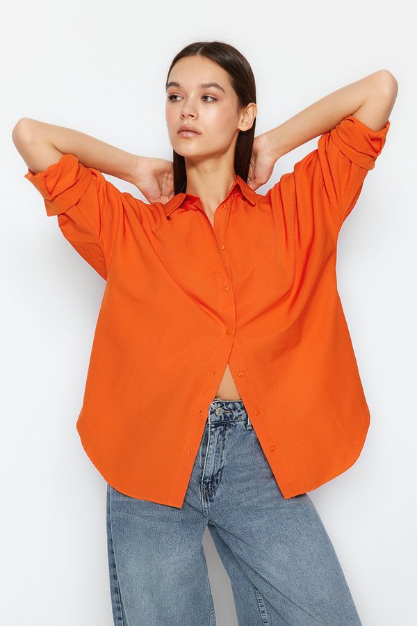 Trendyol Trendyol Orange Oversize/Creature Woven Shirt