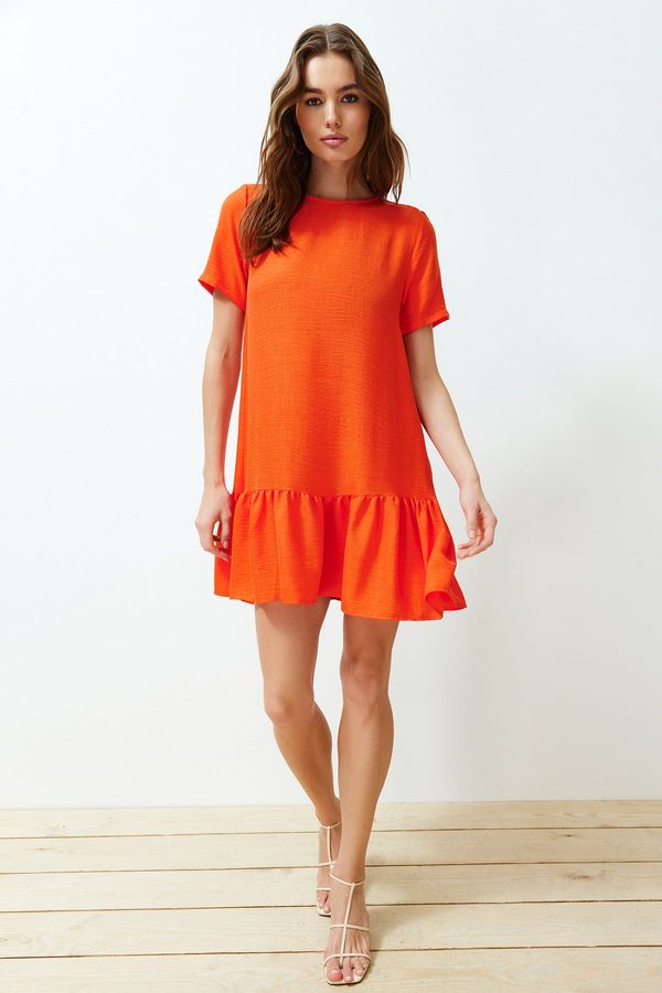 Trendyol Trendyol Orange Straight Cut Skirt Flounce Mini Woven Dress