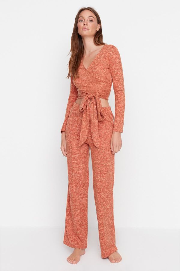 Trendyol Trendyol Orange Tie Detailed Soft Knitted Bottom Top Set