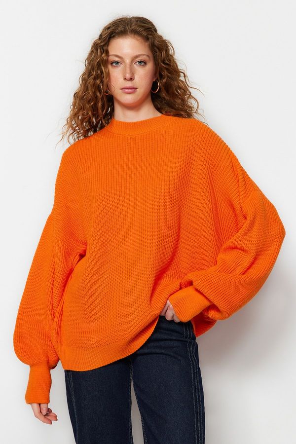 Trendyol Trendyol Orange Wide Fit Basic Knitwear Sweater