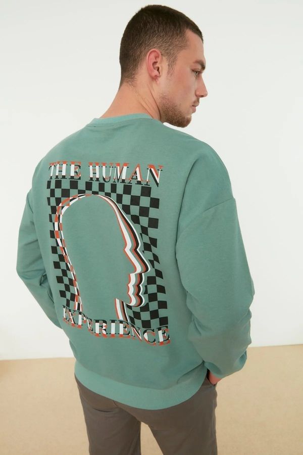 Trendyol Trendyol Oversize/Wide Cut Crew Neck Long Sleeve Sci-Fi Printed Cotton Sweatshirt