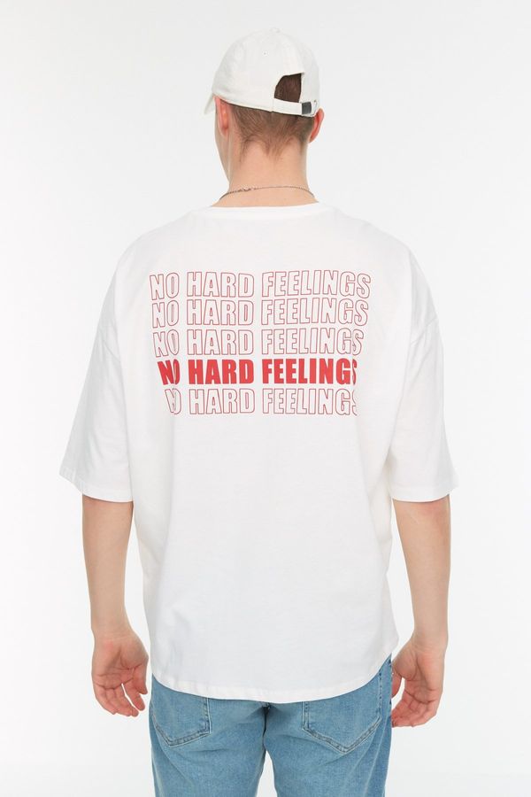 Trendyol Trendyol Oversize/Wide Cut Crew Neck Short Sleeve Text Printed 1 Cotton T-Shirt