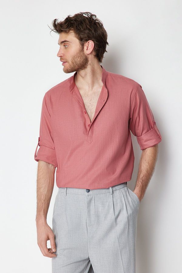 Trendyol Trendyol Pale Pink Large Collar Regular Fit Sleeve Epaulette Shirt