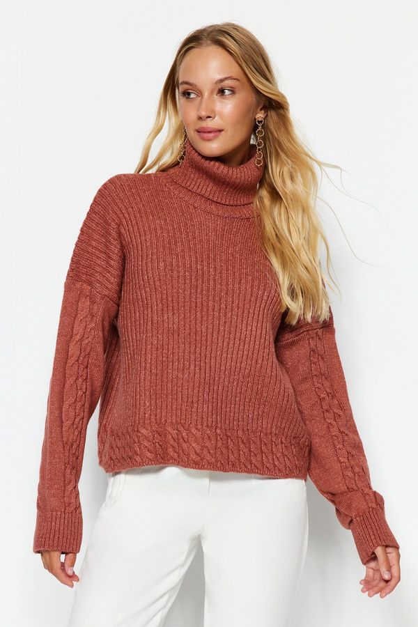 Trendyol Trendyol Pale Pink Soft Textured Turtleneck Knitwear Sweater
