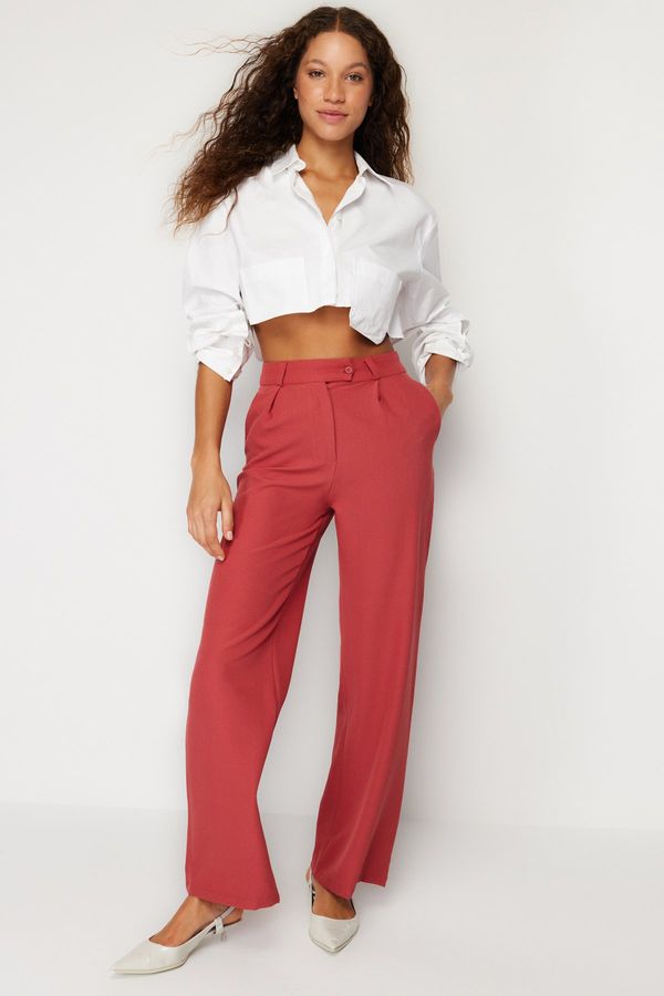 Trendyol Trendyol Pale Pink Straight/Straight Cut Woven Trousers