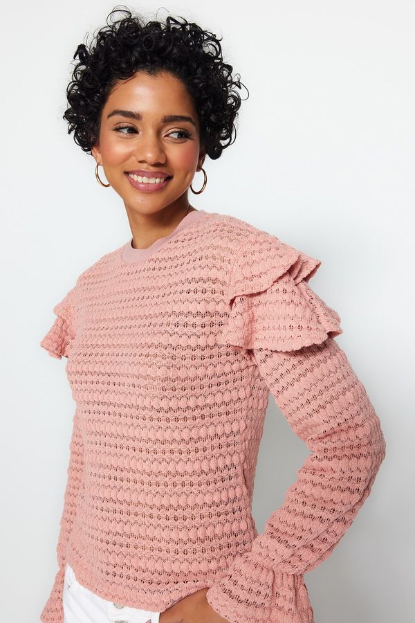 Trendyol Trendyol Pale Pink Textured Knitwear Sweater