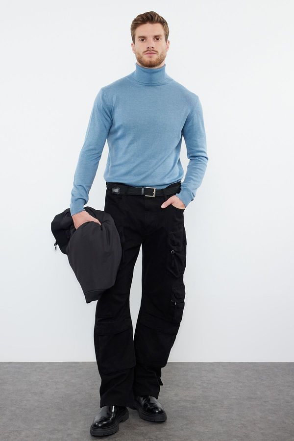 Trendyol Trendyol Petrol FL Slim Turtleneck Plain Knitwear Sweater