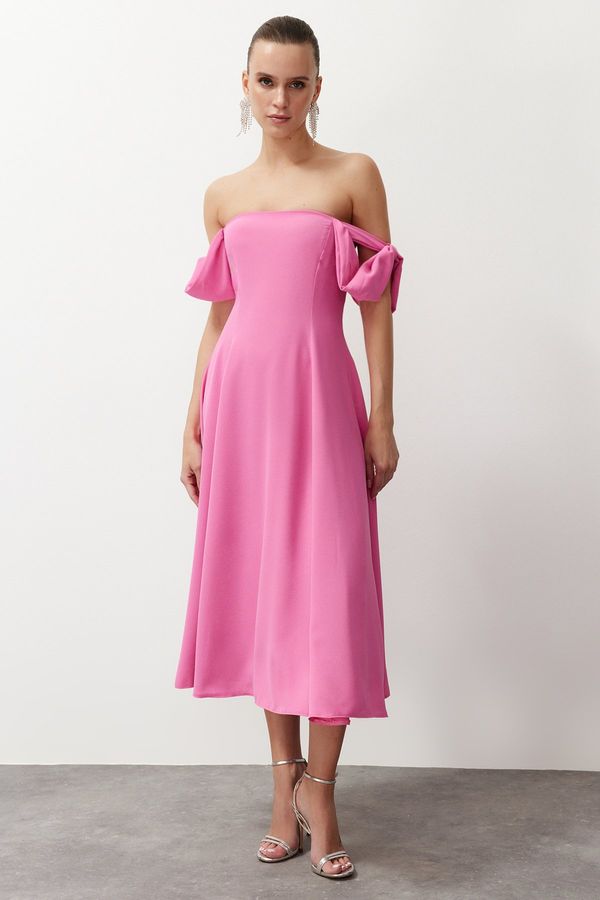 Trendyol Trendyol Pink A-Line Carmen Collar Woven Dress