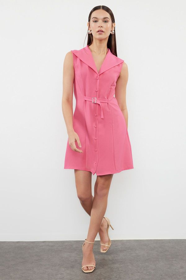 Trendyol Trendyol Pink Belted Mini Woven Jacket Dress