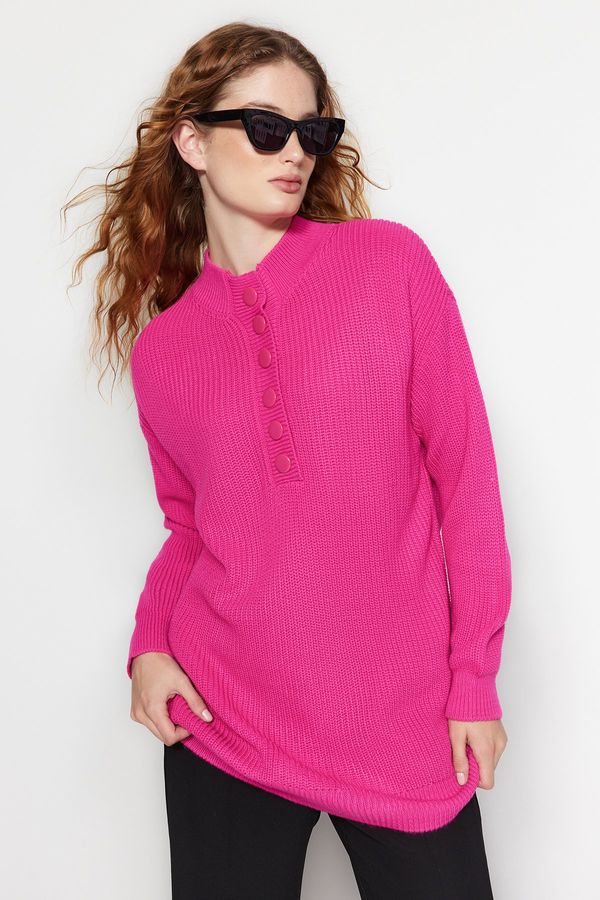 Trendyol Trendyol Pink Button Detailed Comfortable Knitwear Sweater