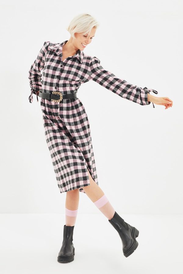 Trendyol Trendyol Pink Check Shirt Dress