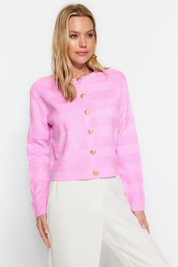 Trendyol Trendyol Pink Crew Neck Knitwear Cardigan