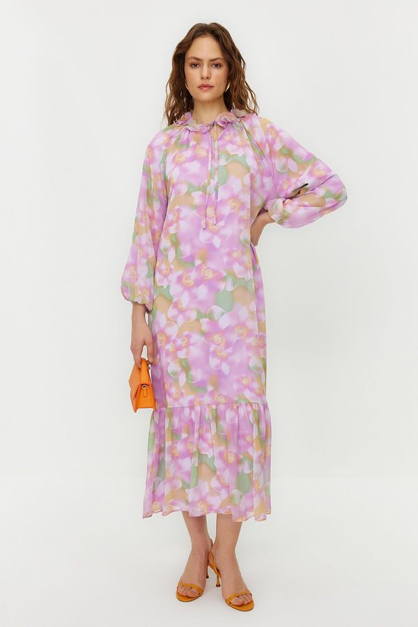 Trendyol Trendyol Pink Floral Lined Woven Chiffon Dress