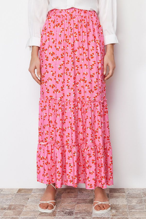 Trendyol Trendyol Pink Floral Patterned Woven Skirt
