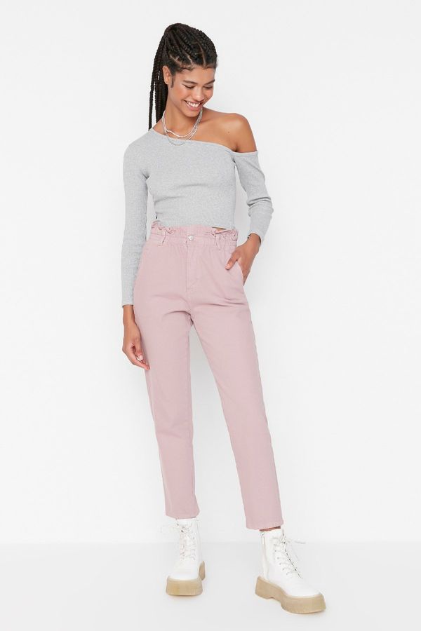 Trendyol Trendyol Pink High Waist Mom Jeans with Elastic Waist