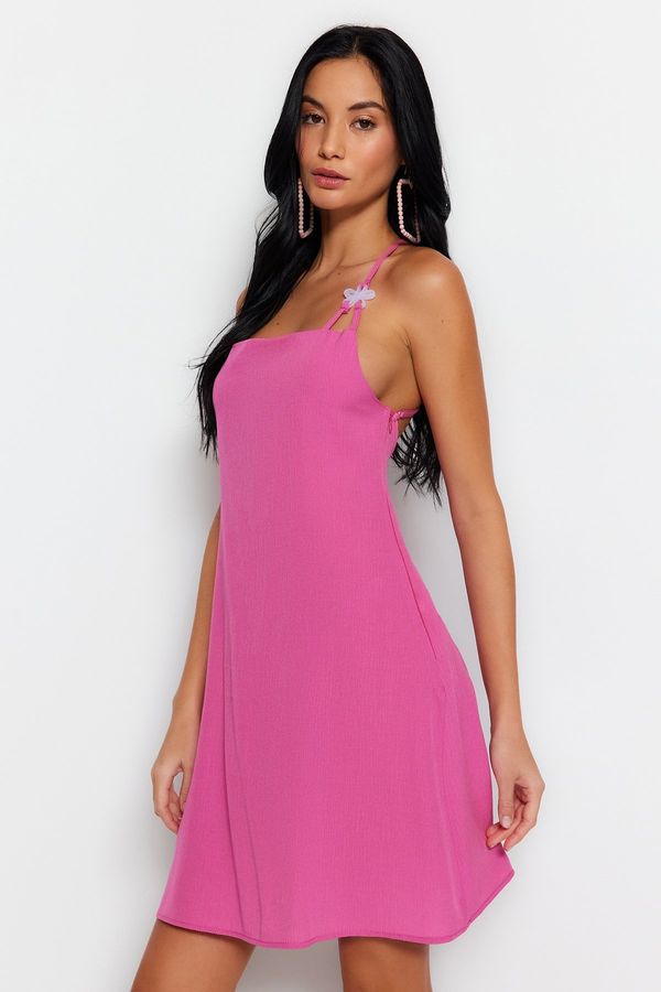 Trendyol Trendyol Pink Mini Woven Backless Beach Dress