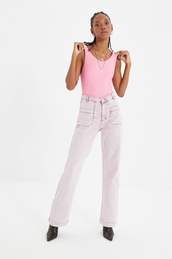 Trendyol Trendyol Pink Pocket Detailed High Waist 90's Wide Leg Jeans