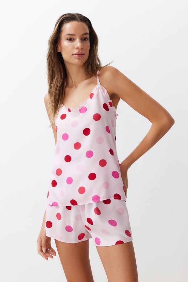 Trendyol Trendyol Pink Polka Dot Viscose Woven Pajamas Set