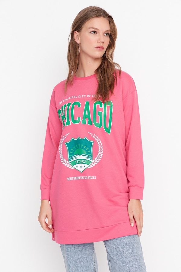 Trendyol Trendyol Pink Printed Knitted Sweatshirt