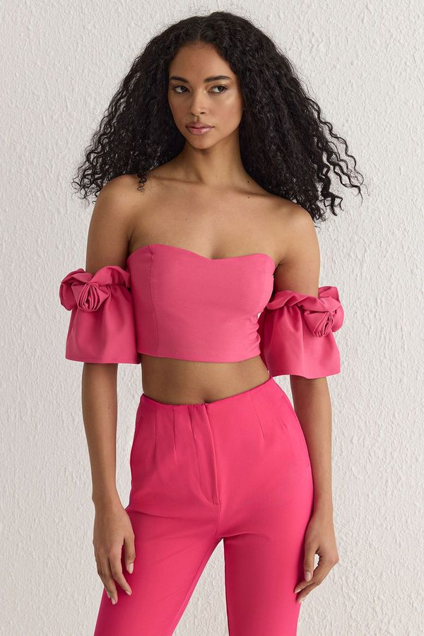 Trendyol Trendyol Pink Rose Detailed Woven Bustier
