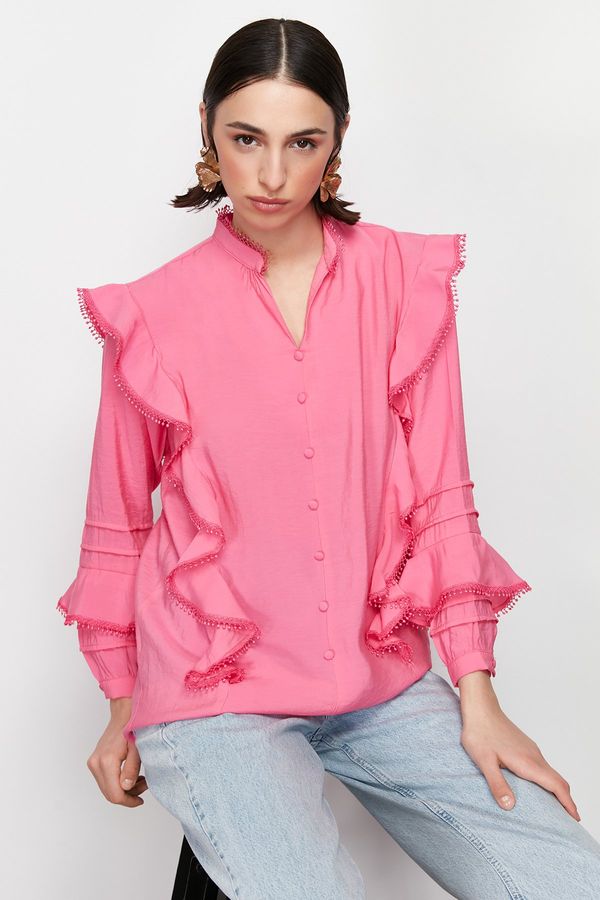 Trendyol Trendyol Pink Ruffle Detailed Woven Shirt