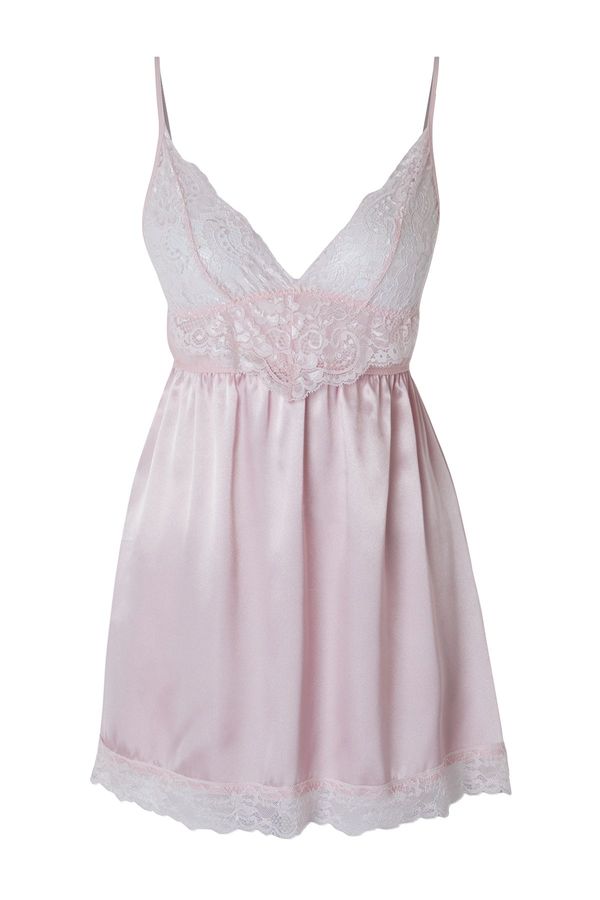 Trendyol Trendyol Pink Satin Lace Detailed Rope Strap Knitted Babydoll