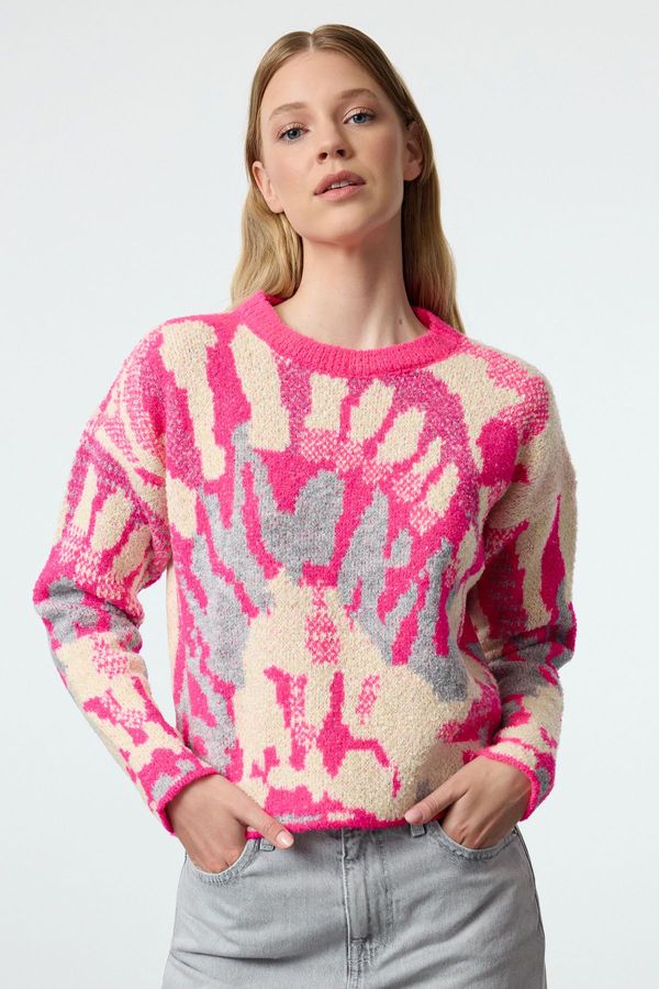 Trendyol Trendyol Pink Soft Textured Patterned Knitwear Sweater