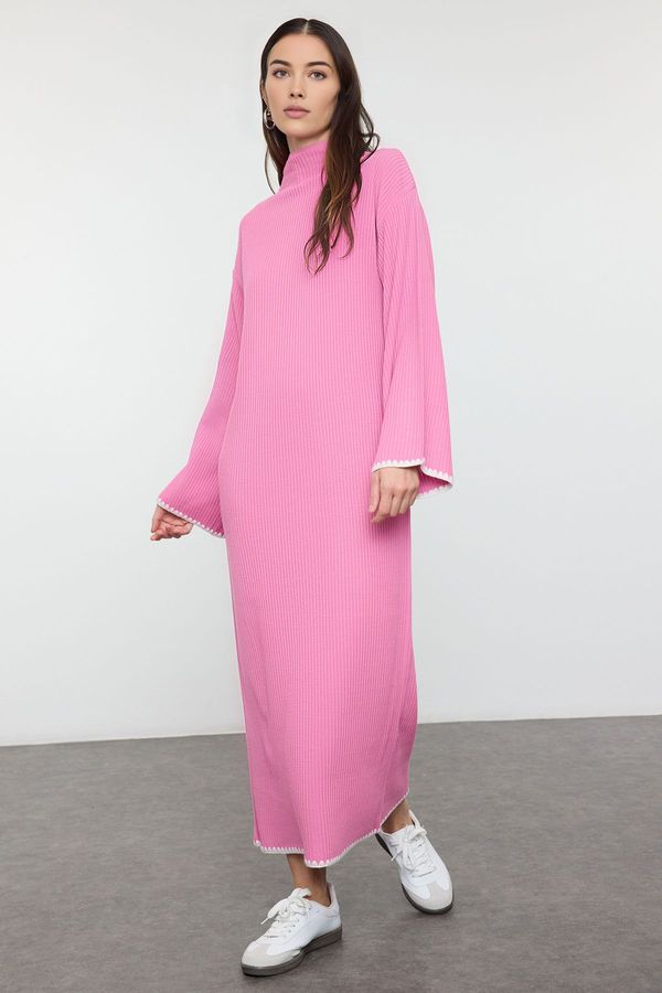 Trendyol Trendyol Pink Stitch Detailed Long Knit Dress