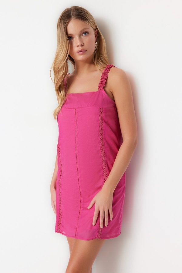 Trendyol Trendyol Pink Straight-Cut Mini Dress with Woven Lining and Lace Detail