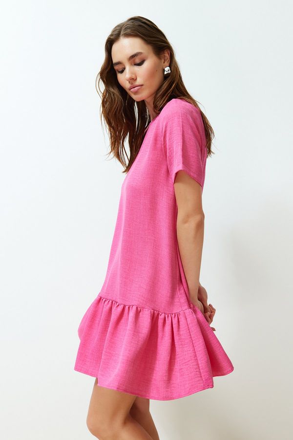 Trendyol Trendyol Pink Straight Cut Skirt Flounce Mini Woven Dress