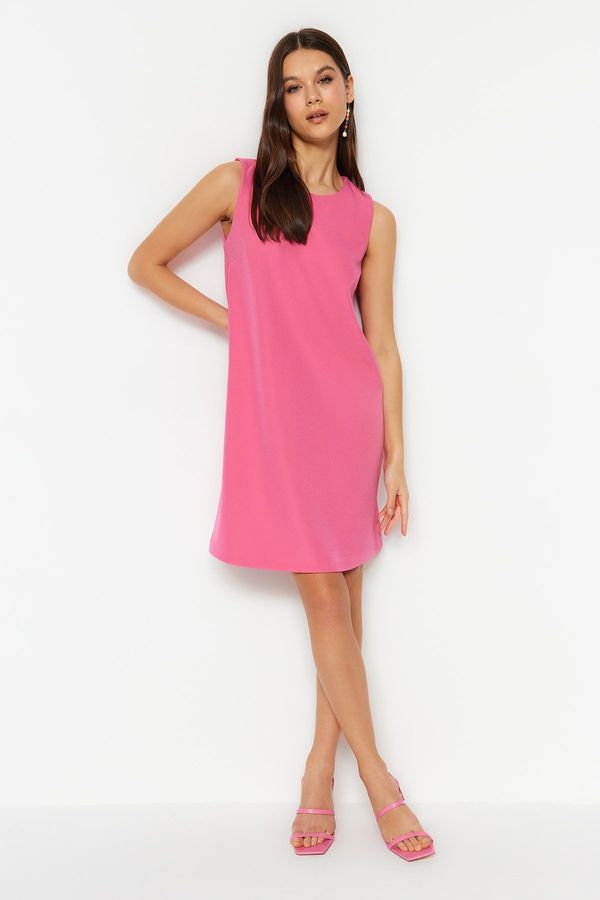 Trendyol Trendyol Pink Straight Cut Sleeveless Crew Neck Mini Woven Dress