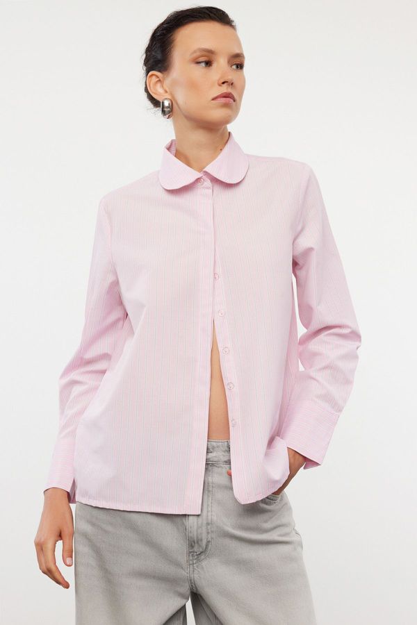 Trendyol Trendyol Pink Striped Baby Collar Shirt