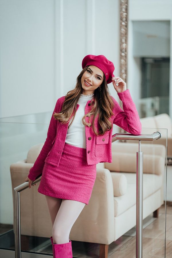 Trendyol Trendyol Pink Tweed Fabric Mini Woven Skirt