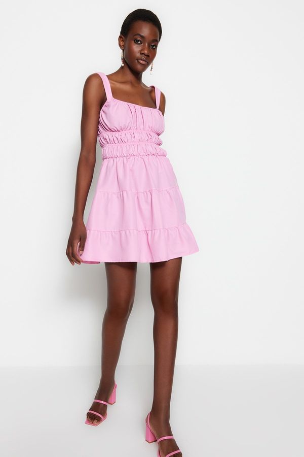Trendyol Trendyol Pink Waist Mini Woven Flounce Woven Dress