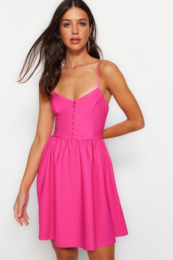 Trendyol Trendyol Pink Waist Opening Mini Woven Button Detailed Woven Dress
