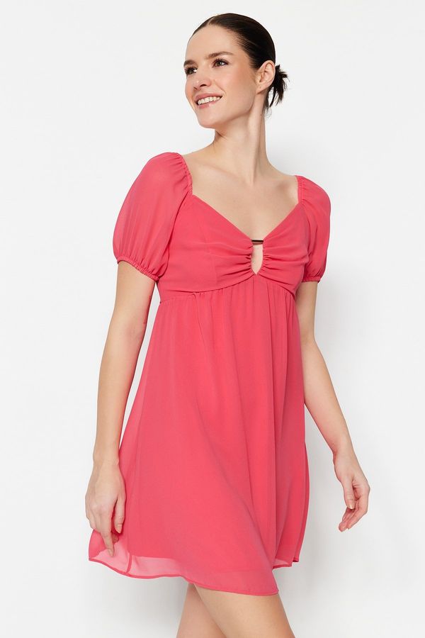 Trendyol Trendyol Pink Window Detailed A-line/Bell Form Mini Lined Woven Dress