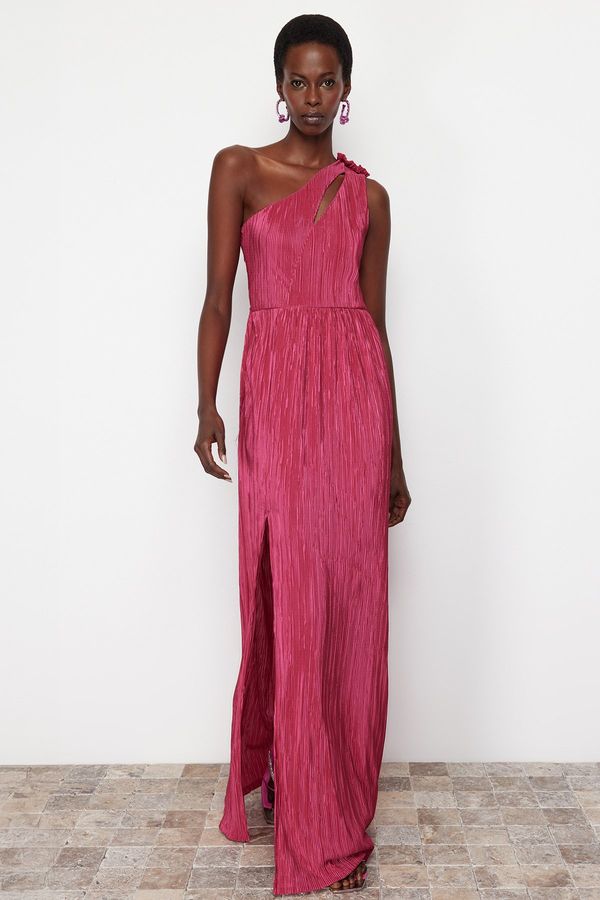 Trendyol Trendyol Plum A-Line Lined Knitted Long Evening Dress