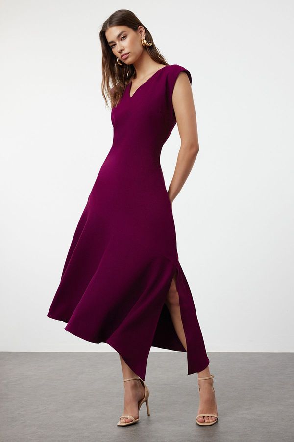 Trendyol Trendyol Plum A-Line Skirt Asymmetrical Midi Woven Dress