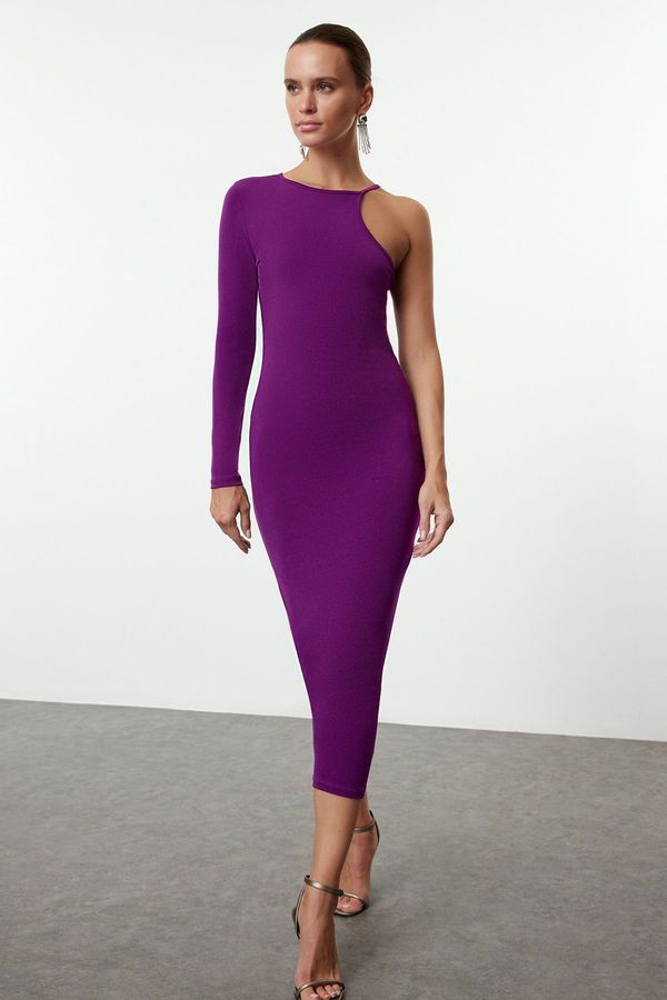 Trendyol Trendyol Plum Body-Fitting Single Sleeve Knitted Dress