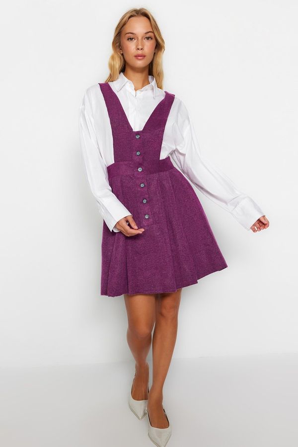 Trendyol Trendyol Plum Mini Gilet Button Detailed Woven Dress