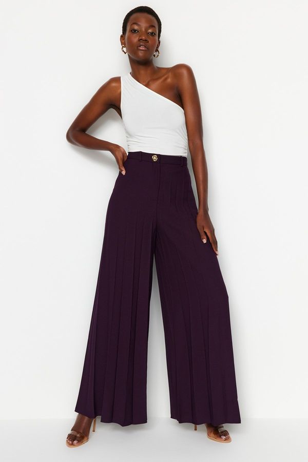 Trendyol Trendyol Plum Palazzo/Extra Wide Leg Pleated Woven Trousers