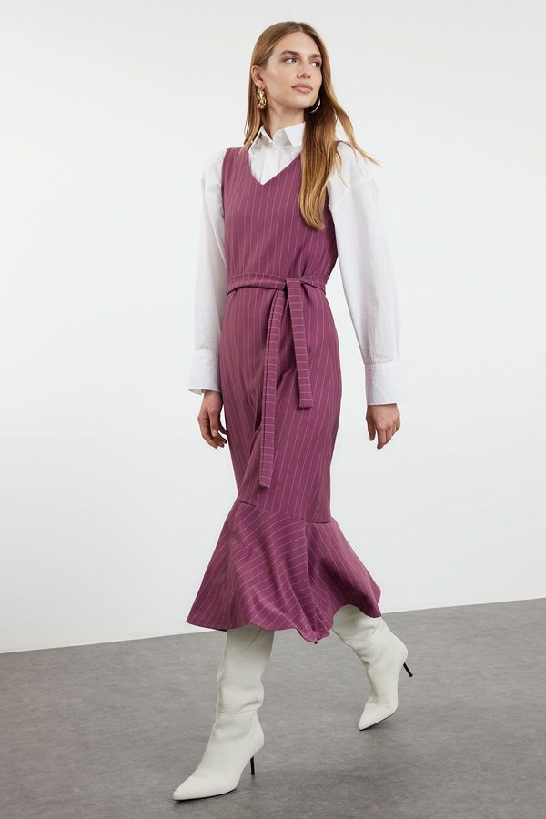 Trendyol Trendyol Plum Striped Woven Gilet Dress