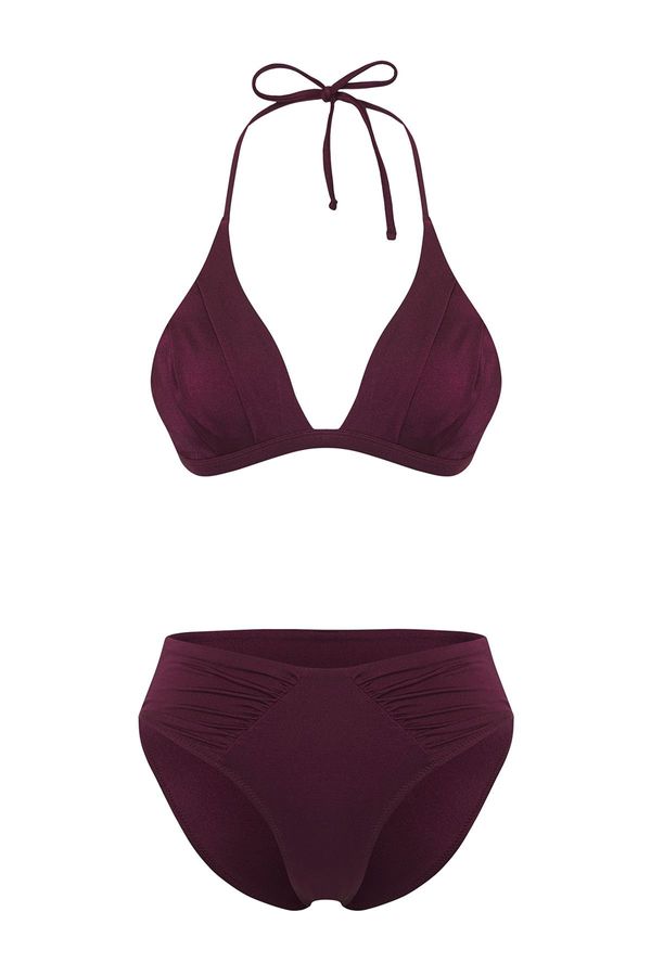 Trendyol Trendyol Plum*St Plain Triangle Normal Waist Bikini Set