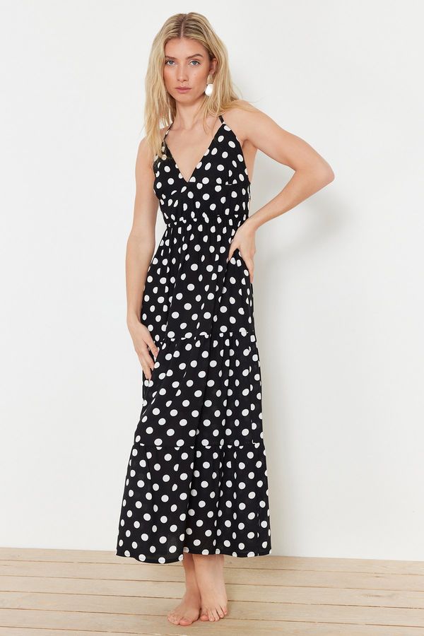 Trendyol Trendyol Polka Dot Maxi Woven Ruffled Beach Dress