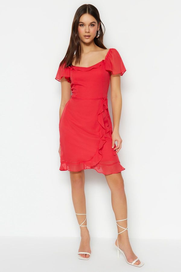 Trendyol Trendyol Pomegranate Blossom A-Line/A-Line Form Flounce Mini Lined Woven Dress